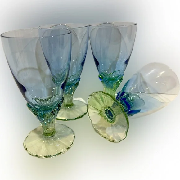 VTG BORMIOLI ROCCO BAHIA FOOTED GOBLET ITALY SET OF 4 5 5/8” JUICE WATER WINE DC - Picture 3 of 10